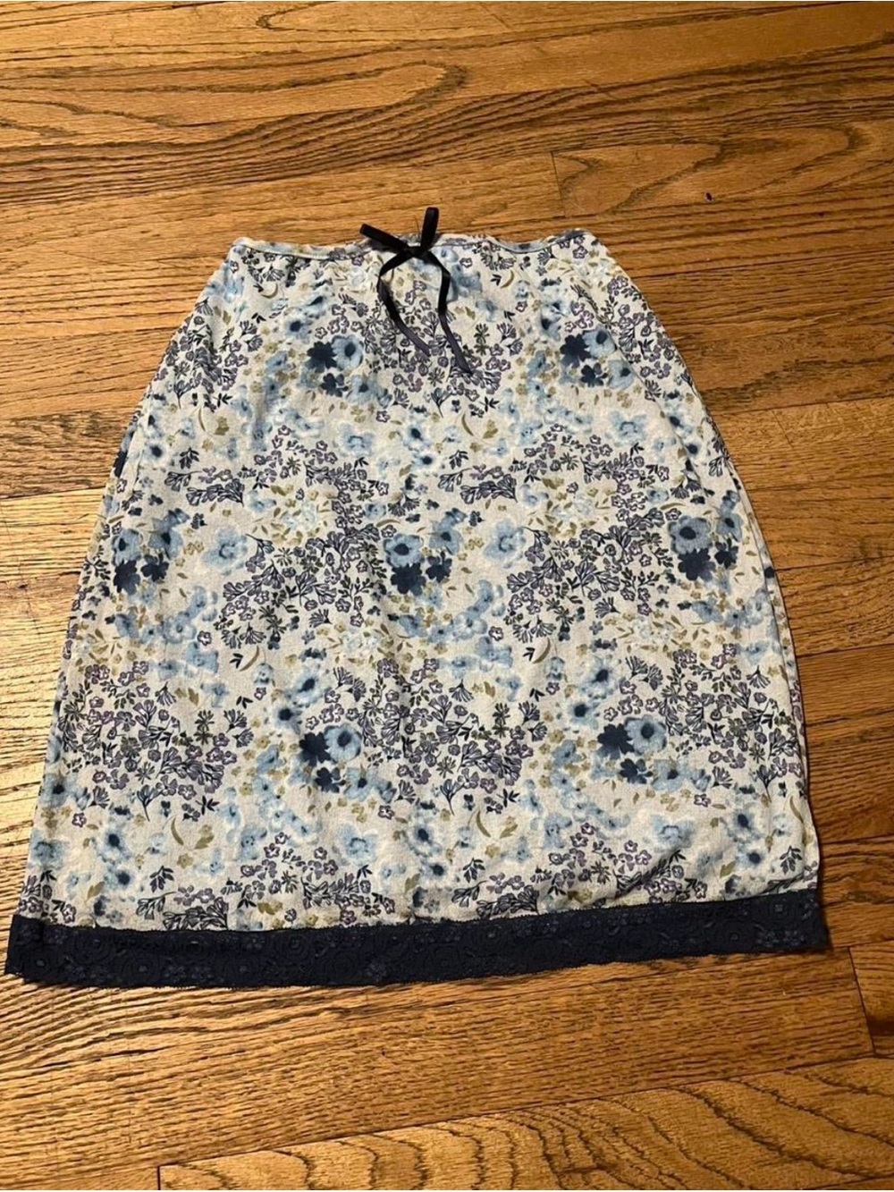 Kids Cherokee Light Blue Floral Pencil Skirt with Navy Trim